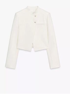 ZARA NWT White Cropped Jacket Minimalist Structured Blazer Chic